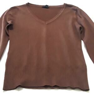 Womens Sz M Brown Preppy Whimisgoth V-neck long sleeve lightweight H&M sweater